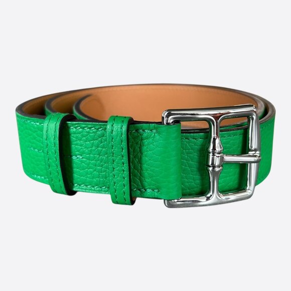 Hermes Green Togo & Palladium Etriviere Belt